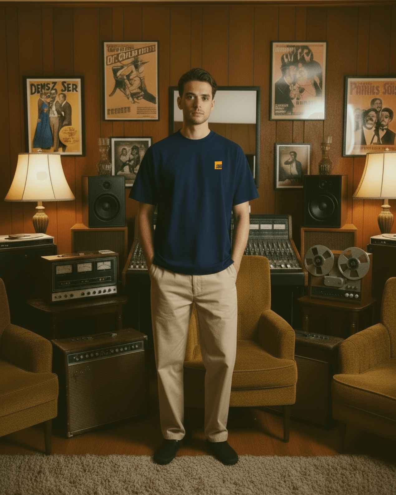 Soho Live Studios Heavyweight T Shirt, Navy Edition