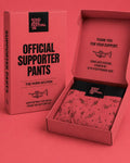 Soho Jazz Festival 2026 Official Supporter Pants in their watermelon box, The Horn Section