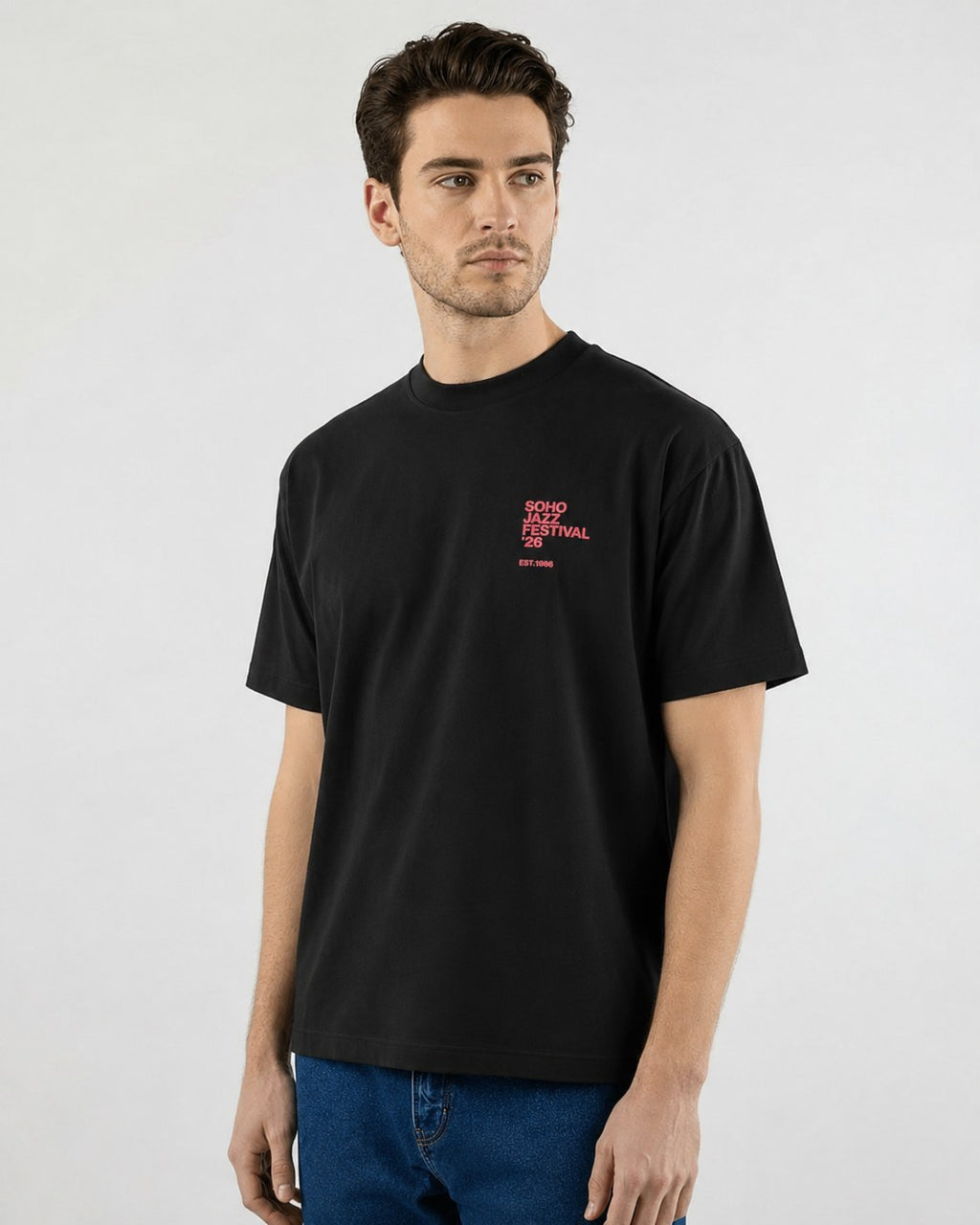 The '26 Tee in vintage black, front